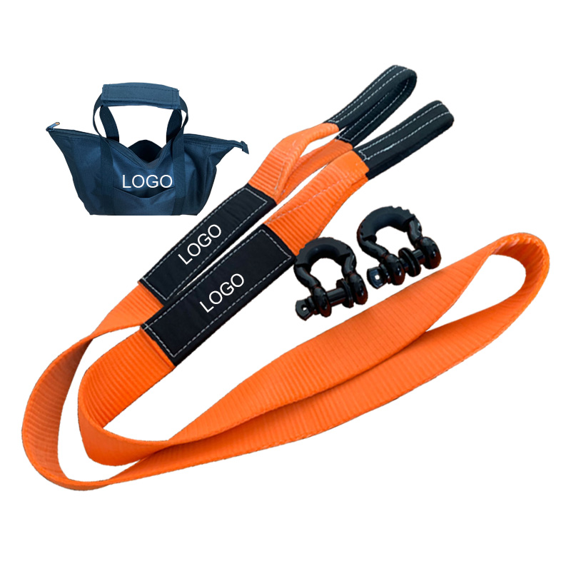 orange recovery tow straps heavy duty 3" x 33000 LBS x 30ft kit