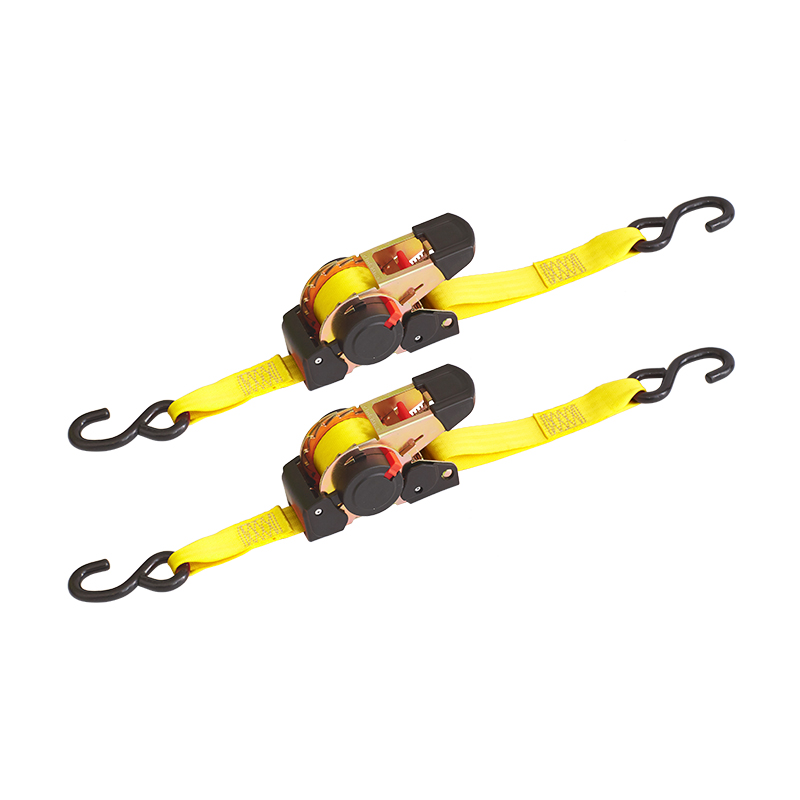 1” x 10' x 1500 LBS retractive ratchet straps tie down with S hook