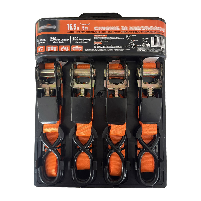 4pack soft loop motorcycle tie down straps ratchet