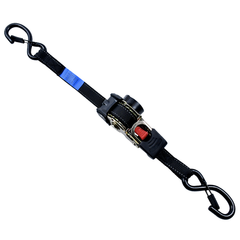1” x 10' x 1500 LBS retractive ratchet straps tie down with S hook
