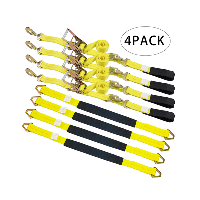 4 pack 2" x 10000LBS x 10' tire ratchet straps