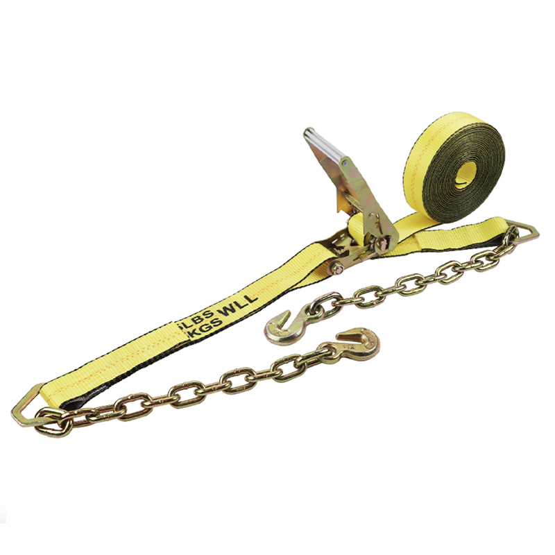 2" x 10000 LBS x 30 feet Ratchet Straps Heavy duty with Chain Anchor