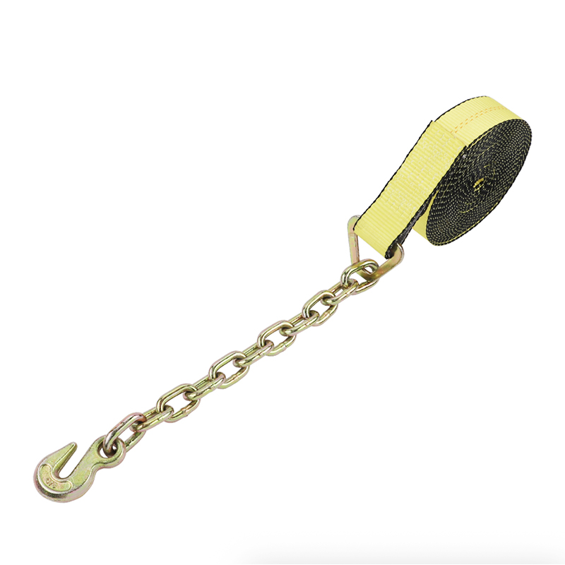 2" x 30ft x 10000 LBS Winch Straps with Chain Anchor