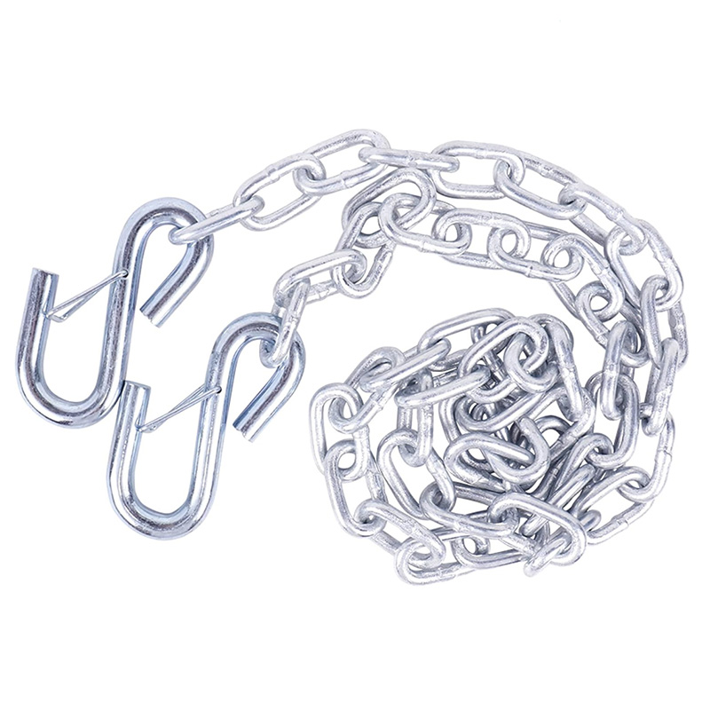 54" Extra Long Trailer Safety Chain with Dual 3/16" Spring Hooks, Grade 30 Zinc-Plated Steel Towing Chain Kit 3,000 lbs Capacity for Jet Ski, Lawn Tractor & Small Utility Trailer