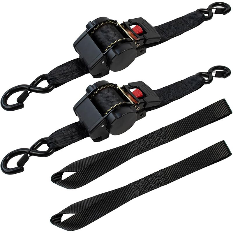2&rdquo; x 10' x 3500 LBS retractable ratchet straps with S hook
